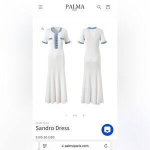 Palma Paris White and Blue Maxi Dress with Polo Collar